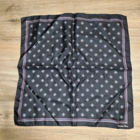 Vtg Christian Dior Silk Square Scarf Neck/ Purse Handkerchief 17x17 - Picture 1 of 4